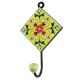 Ceramic Floral Tile Hook in Pea Green